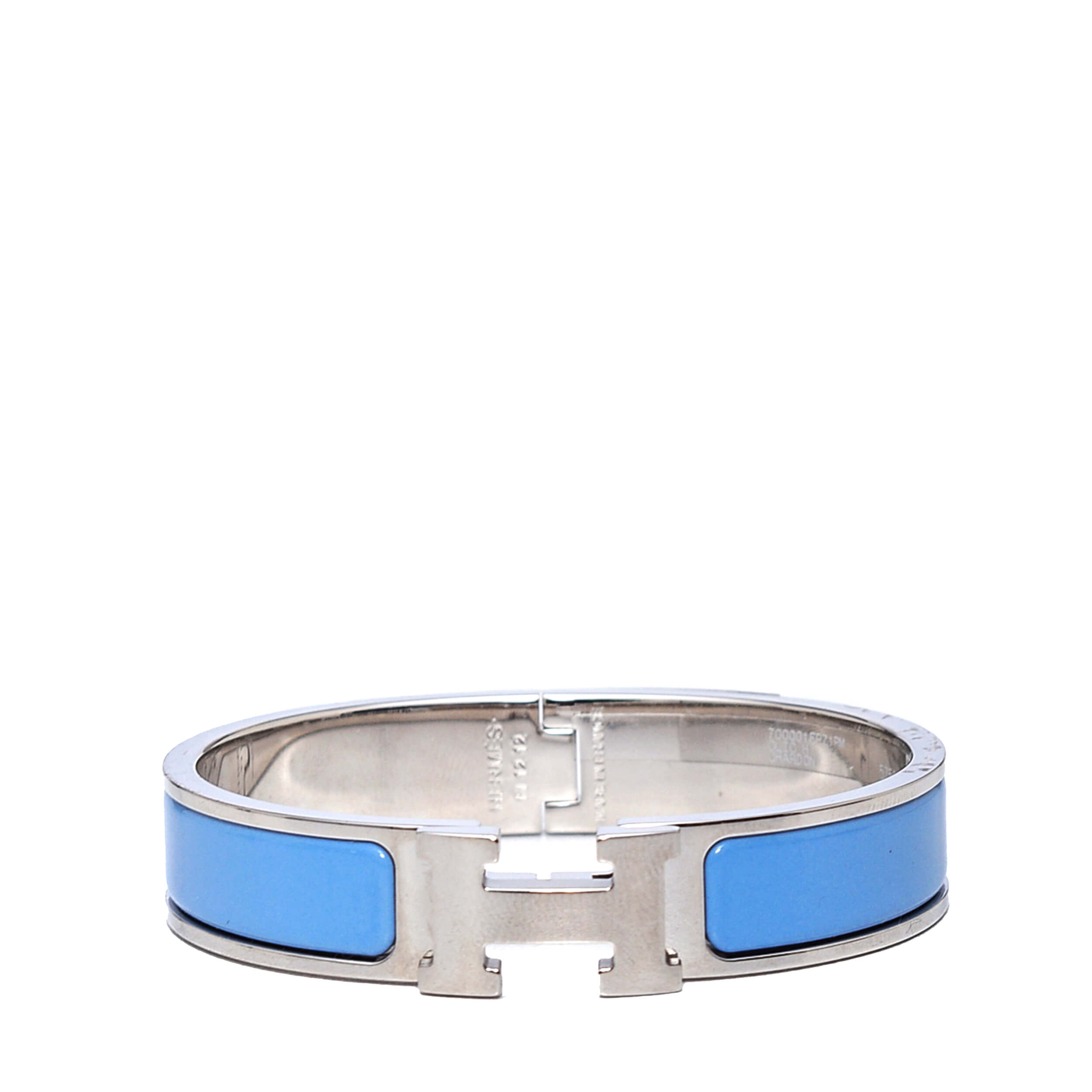 Hermes - Blue Hydra Enamel Clic H Bracelet 